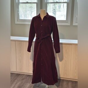 Orvis Corduroy Shirt Dress - Cottagecore, Burgundy